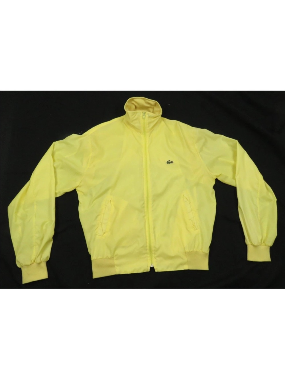 Vintage 90s Izod Lacoste Crocodile Yellow Full Zip Harrington Bomber Jacket L